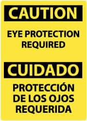 NMC - "Caution - Eye Protection Required", 14" Long x 10" Wide, Rigid Plastic Safety Sign - Rectangle, 0.05" Thick, Use for Accident Prevention - Exact Tool & Supply