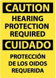 NMC - "Caution - Hearing Protection Required", 14" Long x 10" Wide, Aluminum Safety Sign - Rectangle, 0.04" Thick, Use for Accident Prevention - Exact Tool & Supply