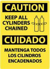 NMC - "Caution - Keep All Cylinders Chained", 14" Long x 10" Wide, Rigid Plastic Safety Sign - Rectangle, 0.05" Thick, Use for Accident Prevention - Exact Tool & Supply