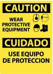 NMC - "Caution - Wear Protective Equipment", 14" Long x 10" Wide, Pressure-Sensitive Vinyl Safety Sign - Rectangle, 0.004" Thick, Use for Accident Prevention - Exact Tool & Supply