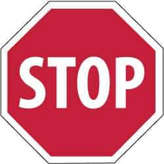 NMC - "Stop", 12" Wide x 12" High, Plastic Stop & Yield Signs - 0.05" Thick, White on Red, Octagon, Wall Mount - Exact Tool & Supply