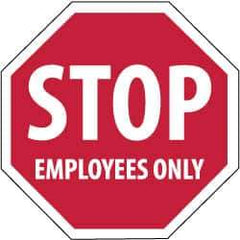 NMC - "Stop - Employees Only", 12" Wide x 12" High, Plastic Stop & Yield Signs - 0.05" Thick, White on Red, Octagon, Wall Mount - Exact Tool & Supply