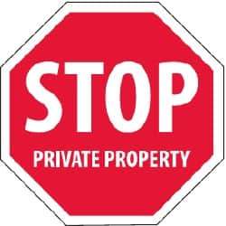 NMC - "Security Notice - Stop - Private Property", 12" Long x 12" Wide, Rigid Plastic Safety Sign - Hexagon, 0.05" Thick, Use for Security & Admittance - Exact Tool & Supply