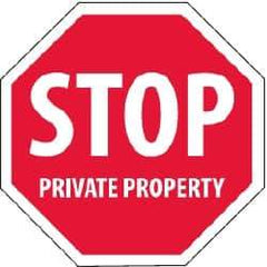 NMC - "Security Notice - Stop - Private Property", 12" Long x 12" Wide, Rigid Plastic Safety Sign - Hexagon, 0.05" Thick, Use for Security & Admittance - Exact Tool & Supply