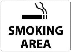 NMC - "Smoking Area", 10" Long x 14" Wide, Rigid Plastic Safety Sign - Rectangle, 0.05" Thick, Use for Smoking Regulations - Exact Tool & Supply