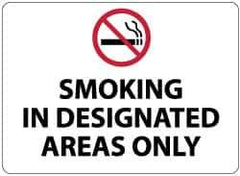 NMC - "Smoking in Designated Areas Only", 10" Long x 14" Wide, Aluminum Safety Sign - Rectangle, 0.04" Thick, Use for Smoking Regulations - Exact Tool & Supply