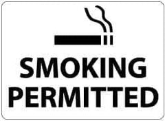 NMC - "Smoking Permitted", 10" Long x 14" Wide, Rigid Plastic Safety Sign - Rectangle, 0.05" Thick, Use for Smoking Regulations - Exact Tool & Supply