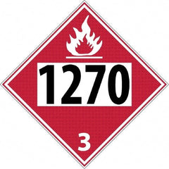 NMC - DOT - Shipping & Vehicle - 1270, 10-3/4" Wide x 10-3/4" High, Rigid Plastic Placard - Black & Red on White, UV Resistant, Chemical Resistant, Graffiti Proof - Exact Tool & Supply