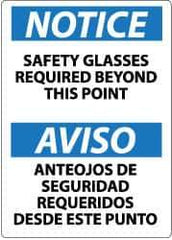 NMC - "Notice - Safety Glasses Required Beyond This Point", 14" Long x 10" Wide, Pressure-Sensitive Vinyl Safety Sign - Rectangle, 0.004" Thick, Use for Accident Prevention - Exact Tool & Supply