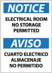 NMC - "Notice - Electrical Room - No Storage Permitted", 14" Long x 10" Wide, Pressure-Sensitive Vinyl Safety Sign - Rectangle, 0.004" Thick, Use for Accident Prevention - Exact Tool & Supply