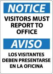 NMC - "Notice - Visitors Must Report to Office", 14" Long x 10" Wide, Rigid Plastic Safety Sign - Rectangle, 0.05" Thick, Use for Security & Admittance - Exact Tool & Supply