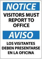 NMC - "Notice - Visitors Must Report to Office", 14" Long x 10" Wide, Rigid Plastic Safety Sign - Rectangle, 0.05" Thick, Use for Security & Admittance - Exact Tool & Supply