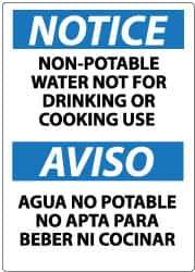 NMC - "Notice - Non-Potable Water - Not for Drinking or Cooking Use", 14" Long x 10" Wide, Pressure-Sensitive Vinyl Safety Sign - Rectangle, 0.004" Thick, Use for Hazardous Materials - Exact Tool & Supply