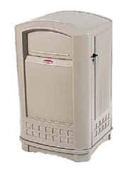 Rubbermaid - 50 Gal Beige Rectangle Trash Can - Polyethylene, 42-1/8" High x 24-3/4" Long x 25-1/4" Wide - Exact Tool & Supply