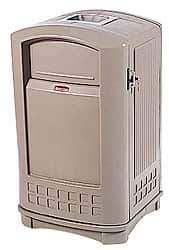 Rubbermaid - 50 Gal Beige Square Trash Can - Polyethylene, 42" High x 25" Long x 25" Wide - Exact Tool & Supply