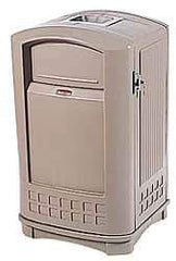 Rubbermaid - 50 Gal Beige Square Trash Can - Polyethylene, 42" High x 25" Long x 25" Wide - Exact Tool & Supply