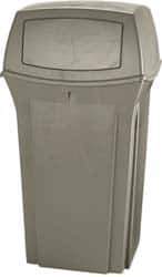 Rubbermaid - 35 Gal Beige Square Trash Can - Polyethylene, 41" High x 21-1/2" Long x 21-1/2" Wide - Exact Tool & Supply