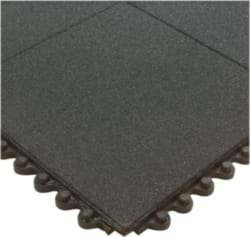 Wearwell - 3' Long x 3' Wide x 5/8" Thick, Anti-Fatigue Modular Matting Tiles - Male & Female, 4 Interlocking Sides, Black, For Dry & Wet Areas, Series 574 - Exact Tool & Supply