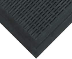 Wearwell - 5 Ft. Long x 3 Ft. Wide, Natural Rubber Surface, Raised Bars and Scrapers (Reversible) Entrance Matting - 5/16 Inch Thick, Outdoor, SBR Rubber, Black, 4 Edged Side, Series 224 - Exact Tool & Supply