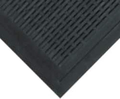 Wearwell - 5 Ft. Long x 3 Ft. Wide, Natural Rubber Surface, Raised Bars and Scrapers (Reversible) Entrance Matting - 5/16 Inch Thick, Outdoor, SBR Rubber, Black, 4 Edged Side, Series 224 - Exact Tool & Supply