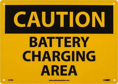 NMC - "Caution - Battery Charging Area", 10" Long x 14" Wide, Rigid Plastic Safety Sign - Rectangle, 0.05" Thick, Use for Accident Prevention - Exact Tool & Supply