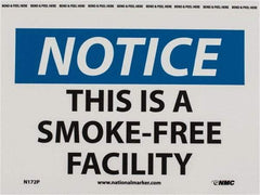 NMC - "Notice - This Is a Smoke-Free Facility", 7" Long x 10" Wide, Pressure-Sensitive Vinyl Safety Sign - Rectangle, 0.004" Thick, Use for Accident Prevention - Exact Tool & Supply