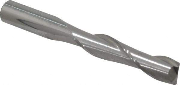 Atrax - 5/16", 1-3/8" LOC, 5/16" Shank Diam, 2-1/2" OAL, 2 Flute, Solid Carbide Square End Mill - Single End, Uncoated, Spiral Flute, 30° Helix, Centercutting, Right Hand Cut - Exact Tool & Supply