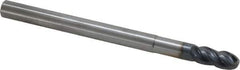 SGS - 7/16" Diam, 1" LOC, 4 Flute Solid Carbide Ball End Mill - AlTiN Finish, Single End, 6" OAL, 7/16" Shank Diam, Spiral Flute - Exact Tool & Supply