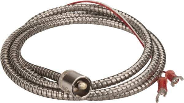 Thermo Electric - 32 to 900°F, J Universal Temp, Thermocouple Probe - 4 Ft. Cable Length, Stripped Ends with Spade Lugs, 1/4 Inch Probe Sheath Length, 1 Sec Response Time - Exact Tool & Supply