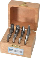 SGS Pro - 16 Piece, 1/4" Shank Burr Set - Tungsten Carbide, Multiple Head Shape - Exact Tool & Supply