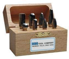 SGS Pro - 8 Piece, 3/16" Shank Burr Set - Tungsten Carbide, Multiple Head Shape - Exact Tool & Supply