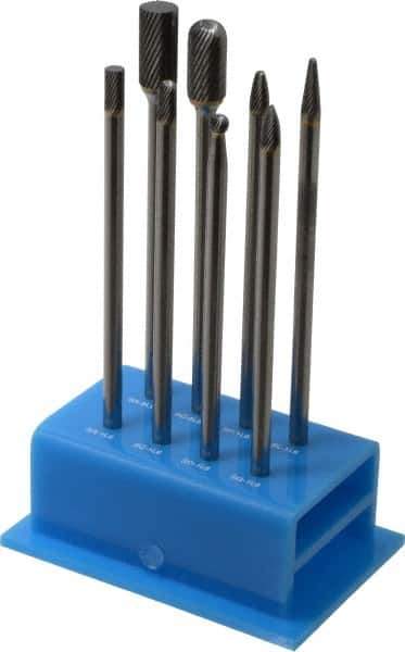 SGS Pro - 8 Piece, 1/4" Shank Burr Set - Tungsten Carbide, Multiple Head Shape - Exact Tool & Supply