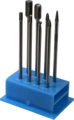 SGS Pro - 8 Piece, 1/4" Shank Burr Set - Tungsten Carbide, Multiple Head Shape - Exact Tool & Supply