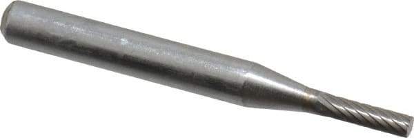 SGS Pro - 1/8" Cut Diam, 1/4" Shank Diam, Cylinder Head Single Cut Burr - Carbide, Flat End, 1/2" LOC - Exact Tool & Supply
