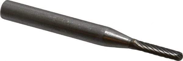 SGS Pro - 1/8" Cut Diam, 1/4" Shank Diam, Cylinder with Radius Head Single Cut Burr - Carbide, Radius End, 5/8" LOC - Exact Tool & Supply