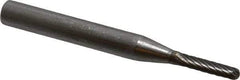 SGS Pro - 1/8" Cut Diam, 1/4" Shank Diam, Cylinder with Radius Head Single Cut Burr - Carbide, Radius End, 5/8" LOC - Exact Tool & Supply