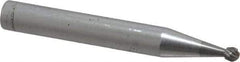 SGS Pro - 1/8" Cut Diam, 1/4" Shank Diam, Ball Head Single Cut Burr - Carbide, Radius End, 3/32" LOC - Exact Tool & Supply