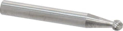 SGS Pro - 3/16" Cut Diam, 1/4" Shank Diam, Ball Head Single Cut Burr - Carbide, Radius End, 1/8" LOC - Exact Tool & Supply