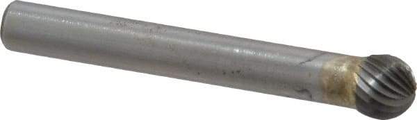 SGS Pro - 5/16" Cut Diam, 1/4" Shank Diam, Ball Head Single Cut Burr - Carbide, Radius End, 1/4" LOC - Exact Tool & Supply