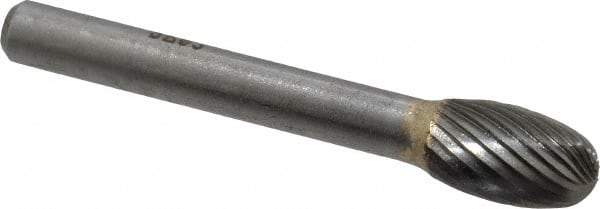 SGS Pro - 3/8" Cut Diam, 1/4" Shank Diam, Oval Head Single Cut Burr - Carbide, Radius End, 5/8" LOC - Exact Tool & Supply