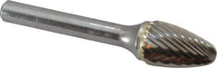 SGS Pro - 1/2" Cut Diam, 1/4" Shank Diam, Tree Head Single Cut Burr - Carbide, Radius End, 3/4" LOC - Exact Tool & Supply