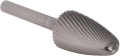 SGS Pro - 3/4" Cut Diam, 1/4" Shank Diam, Tree Head Single Cut Burr - Carbide, Radius End, 1-1/4" LOC - Exact Tool & Supply