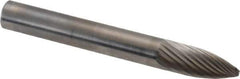 SGS Pro - 1/4" Cut Diam, 1/4" Shank Diam, Tree Head Single Cut Burr - Carbide, Point End, 5/8" LOC, 2" OAL - Exact Tool & Supply
