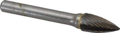SGS Pro - 3/8" Cut Diam, 1/4" Shank Diam, Tree Head Single Cut Burr - Carbide, Point End, 3/4" LOC, 2-1/2" OAL - Exact Tool & Supply