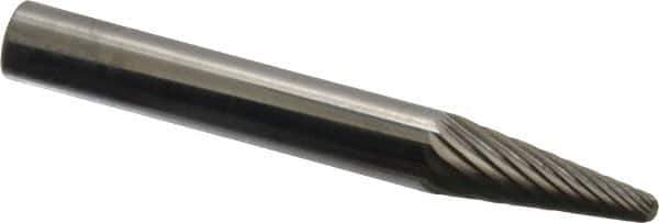 SGS Pro - 1/4" Cut Diam, 1/4" Shank Diam, Taper Head Single Cut Burr - Carbide, Radius End, 5/8" LOC - Exact Tool & Supply