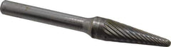 SGS Pro - 3/8" Cut Diam, 1/4" Shank Diam, Taper Head Single Cut Burr - Carbide, Radius End, 1-1/16" LOC - Exact Tool & Supply