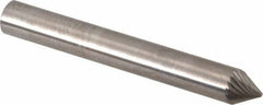 SGS Pro - 1/4" Cut Diam, 1/4" Shank Diam, Cone Head Single Cut Burr - Carbide, Point End, 3/16" LOC, 2" OAL - Exact Tool & Supply