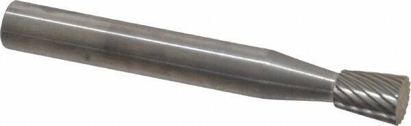 SGS Pro - 1/4" Cut Diam, 1/4" Shank Diam, Inverted Cone Head Single Cut Burr - Carbide, Flat End, 5/16" LOC - Exact Tool & Supply