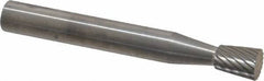 SGS Pro - 1/4" Cut Diam, 1/4" Shank Diam, Inverted Cone Head Single Cut Burr - Carbide, Flat End, 5/16" LOC - Exact Tool & Supply