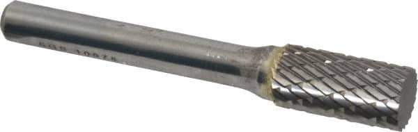 SGS Pro - 3/8" Cut Diam, 1/4" Shank Diam, Cylinder Head Double Cut Burr - Carbide, Flat End, 3/4" LOC, 2-1/2" OAL - Exact Tool & Supply
